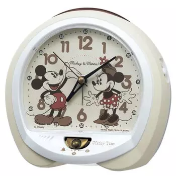 Seiko Clock Alarm Clock Table Clock Character Disney Mickey Mouse Minnie Mouse Disney Time Analog Ivory 130 x 140 x 96 mm FD483C