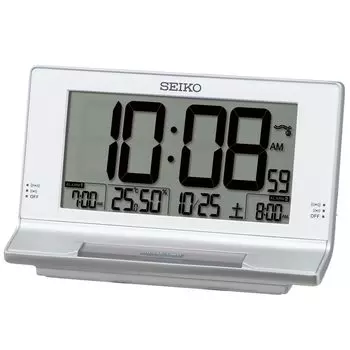 Seiko Clock Alarm Clock Table Clock Digital Radio Silver Metallic 102 x 175 x 81mm SQ322S