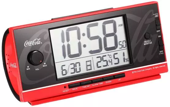 Seiko Clock Alarm Clock Table Clock Radio Wave Digital Loud Volume Red AC602R Coca-Cola