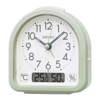 Seiko Clock Alarm Clock Table Clock Temperature Humidity Alarm Analog Light Green Pearl 112 x 108 x 55mm KR522M