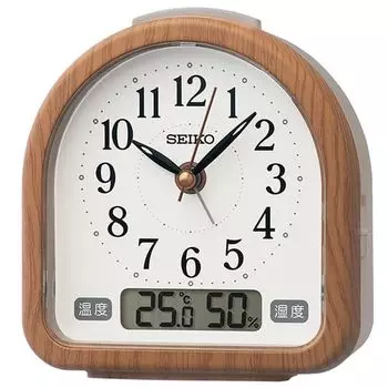 Seiko Clock Alarm Clock Table Clock Temperature Humidity Alarm Analog Brown Wood Grain 112 x 108 x 55mm KR523B