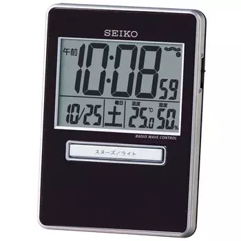 Seiko Clock Alarm Clock Traveler Radio Digital Calendar Temperature Humidity Display Black Metallic SQ699K SEIKO