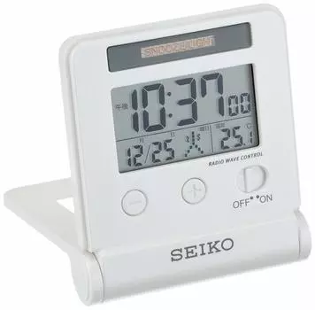 Seiko Clock Alarm Clock Traveler Radio Wave Digital Automatic Lighting Calendar Temperature Display SQ772W