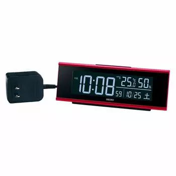 Seiko Clock Настольные часы Будильник Радиоволновые цифровые AC Цветной ЖК-дисплей Серия C3 Красный металлический корпус xx см DL307R Размер 6,3 17,4 4,6