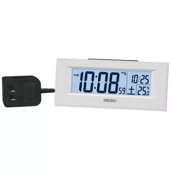Seiko Clock Настольные часы Будильник Радио Белая цифровая светодиодная подсветка 64 x 154 x 39 мм DL218W