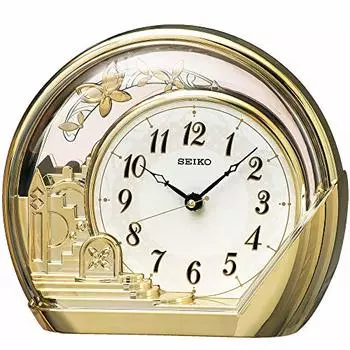 Seiko Clock Настольные часы Golden Gloss Корпус Размер: 18,4 x 21,2 x 7,5 см Аналоговый декоративный маятник PW428G