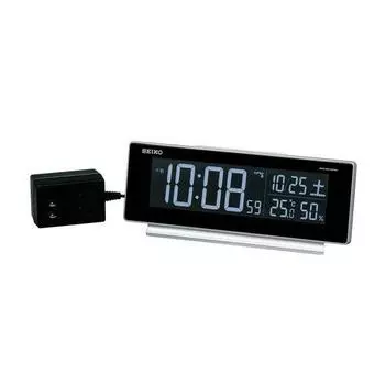 SEIKO CLOCK Radio Alarm Clock DL207S LED Colorful Character Display AC Adapter Silver Metallic Digital (Seiko Clock)