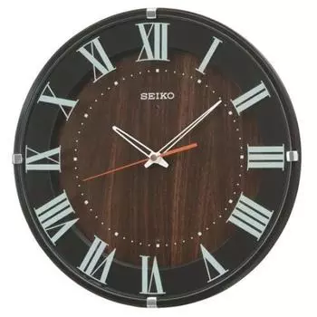 SEIKO CLOCK Радио Настенные Часы KX397B Натуральный Круглый Тип Круглый Темно-Коричневый Деревянный Зернистость Аналоговый (Часы Сейко) коричневый