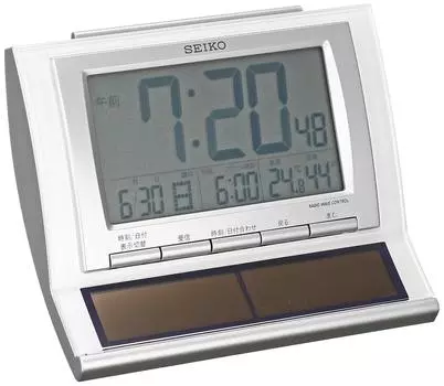 Seiko Clock Seiko Clock Alarm Clock Hybrid Solar Radio Digital Calendar Temperature Humidity Display White Pearl SQ751W SEIKO
