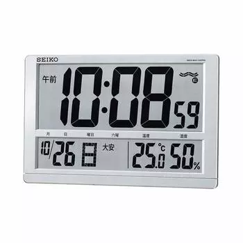 Seiko Clock Seiko Clock Настенные часы Настольные часы Радиоволны Цифровой календарь Rokuyo Дисплей температуры и влажности Большой серебристый металлик SQ433S SEIKO серебряный