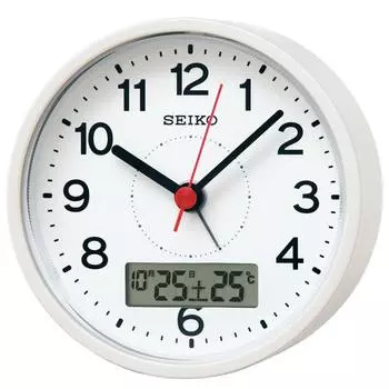 Seiko Clock Table Clock Alarm Clock Temperature Display Analog Temperature Display Calendar White Pearl Paint Body x x cm KR333W Size 9.9 9.9 5.6