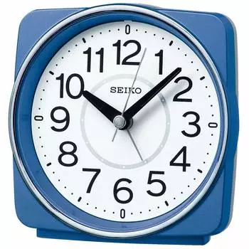 Seiko Clock Table Clock Blue Metallic Body x x Alarm Clock Radio Analog KR335L Size 10.8 11.0 6.0cm