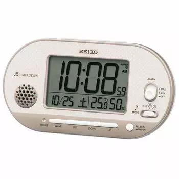 Seiko Clock Table Clock Light Pink Gold Body x x Alarm Clock Radio Digital Temperature Humidity Display SQ795G Size 8.1 15.9 4.9cm