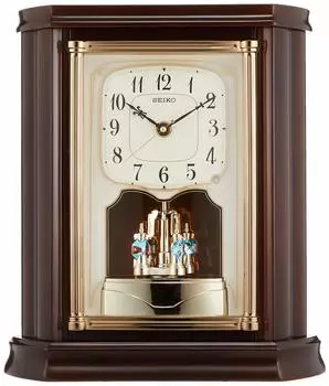 Seiko Clock Table Clock Radio Analog Rotating Decoration Wooden Frame Dark Brown Wood BY233B SEIKO
