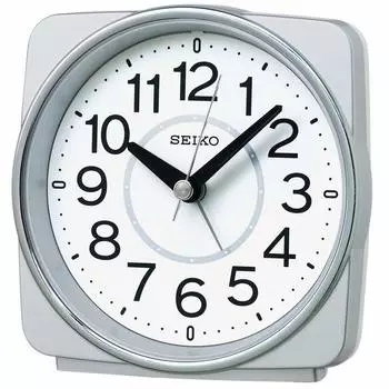 Seiko Clock Table Clock Silver Metallic Body xx Будильник Радио Аналоговый KR335S Размер 10.8 11.0 6.0 см