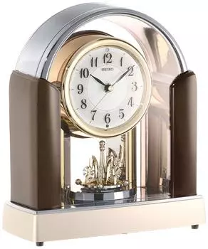 Seiko Clock Table Clock Standard Radio Clock Twin Pa Dark Brown Marble Pattern Glossy Finish BY238B SEIKO