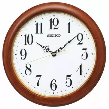 Seiko Clock Tea Wood Body Diameter x Wall Clock Radio Analog Wooden Frame Round KX246B Size 33.0 4.8cm
