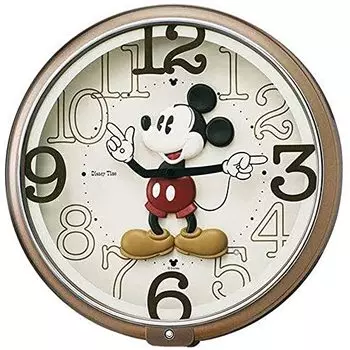 Seiko Clock Wall Clock Character Disney Mickey Mouse Analog 6 Songs Melody Mickey & Friends Disney Time Brown Metallic FW576B