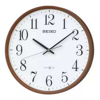 Seiko Clock Wall Clock Natural Satellite Radio Wave Analog Space Link Dark Brown Wood Grain Body Diameter x GP220B Size 30.9 5.2cm