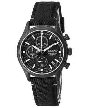 Seiko Conceptual Chronograph с нейлоновым ремешком, кварцевые мужские часы с черным циферблатом SSB421P1 100M чёрный