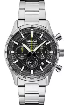 SEIKO Essentials SS Quartz Chrono с черным циферблатом, черный, повседневный