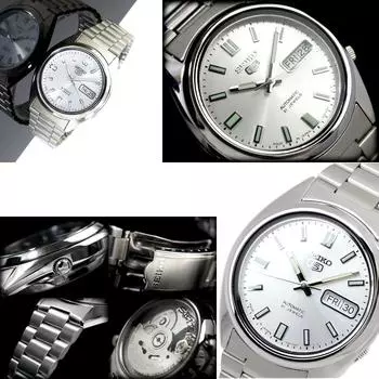 SEIKO FIVE Автоматическая металлическая поясная сумка для часов Skeleton SNXS77J1 Мужская (SNXS73J1 SNXS79J1) (SNXS73J1 (Серебряный))