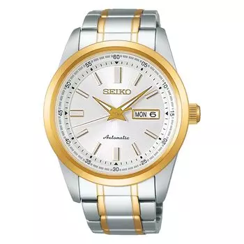 Seiko Mechanical Watch SARV004, Automatic with Manual Winding, See-Through Back, Day-Date Display, 10 ATM Water Resistant, Men s Silver.