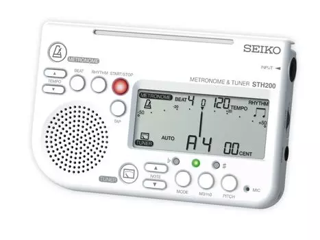Seiko Metronome Tuner, High Volume, Music Stand Mountable, Ideal for Brass Bands, White, STH200WH