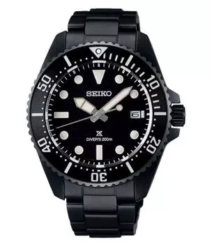 Seiko Мужские часы PROSPEX Solar SCUBA из нержавеющей стали с сапфировым стеклом SNE599P1 чёрный