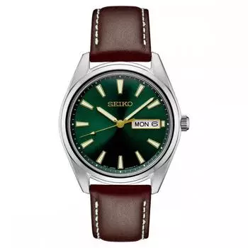 Seiko Мужские кварцевые часы Essentials Green Sunray Dial