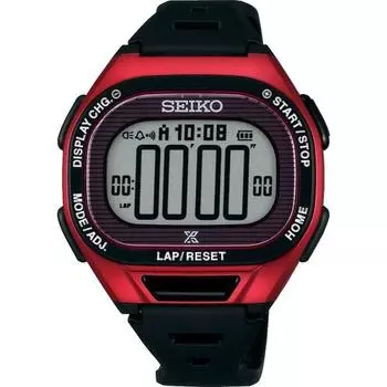 Seiko мужские SBEF047 (PROSPEX Super Runners Солнечные) Овальные часы, черные, пластиковые, цифровые