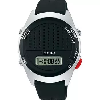 Seiko Мужские SBJS015 (Голосовые цифровые часы) Круглые часы из черного пластика *Задняя крышка:Нержавеющий цифровой