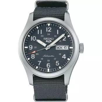 Seiko мужские SBSA115 (5SPORTS Field Sports Style Mechanical Mens Nylon Band) Круглые часы серые