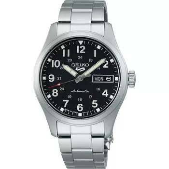 Seiko мужские SBSA197 (5SPORTS Field Sports Style Механический мужской металлический браслет) Круглые часы, серебро