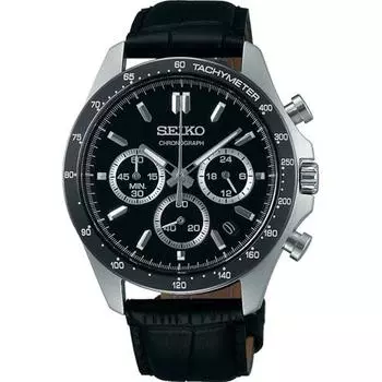 Seiko мужские SBTR021 (Дух) Круглые часы из черной нержавеющей стали с несколькими стрелками, аналоговые