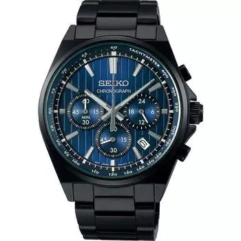 Seiko мужские SBTR035 (SEIKO SELECTION S Series кварцевые часы с металлическим ремешком мужские) Круглые часы из черной нержавеющей стали