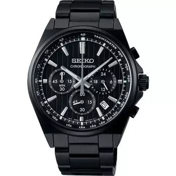 Seiko мужские SBTR037 (SEIKO SELECTION S Series кварцевые часы с металлическим ремешком мужские) Круглые часы из черной нержавеющей стали