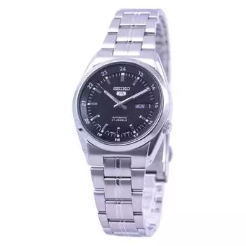 Seiko мужские SNK567J1 (Seiko5 с автоподзаводом, желто-черный циферблат) Круглые часы из серебристой нержавеющей стали, аналоговые