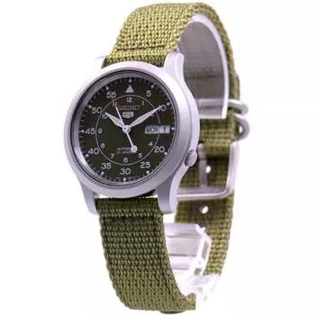 Seiko мужские SNK805K2 (Seiko5 Military GR Нейлон) Круглые часы из нержавеющей стали, зеленые, аналоговые