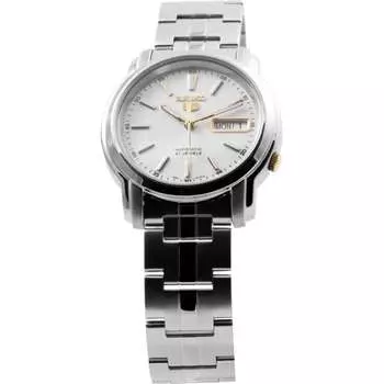 Seiko мужские SNKL77K1 (Seiko5 SS Браслет SV) Круглые часы серебряные аналоговые