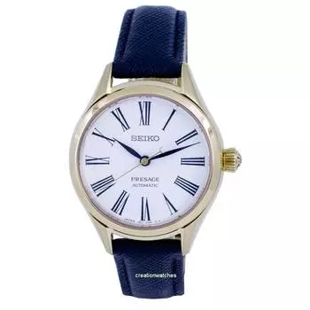 Seiko Presage Кожаные автоматические женские часы с белым циферблатом SPB234 SPB234J1 SPB234J