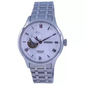 Seiko Presage Zen Garden Open Heart с белым циферблатом, автоматические мужские часы SSA443 SSA443J1 SSA443J
