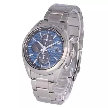 Seiko Seiko Watch Watch Men S Водонепроницаемые Sun Chronograph Metal Silver Blue SSc801p buSineSS