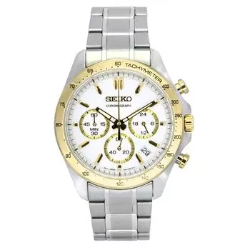 Seiko Spirit Chronograph нержавеющая сталь белый циферблат кварцевые часы SBTR024 100M мужские часы белый