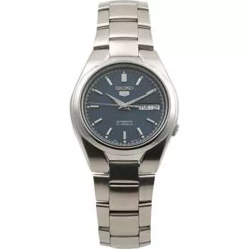 Seiko унисекс SNK603K1 (Seiko5 SS BD/D BL) Круглые часы серебряные аналоговые