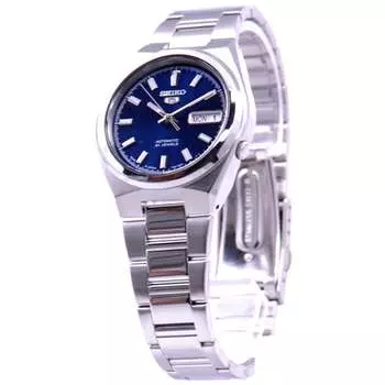 Seiko унисекс SNKC51J1 (Seiko5 с автоподзаводом, желто-синий циферблат, серебристый ремешок) часы