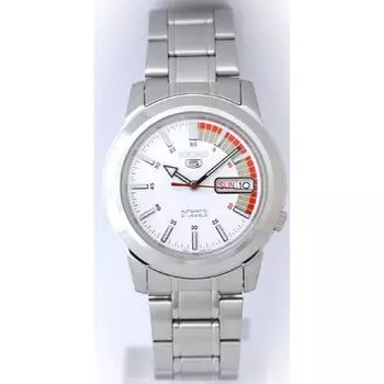 Seiko унисекс SNKK25K1 (Seiko5 SS Браслет Красный/Белый Мужской) часы