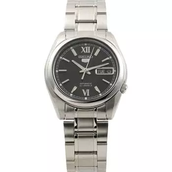 Seiko унисекс SNKL55K1 (Seiko5 SS Браслет BK) Круглые часы серебряные аналоговые