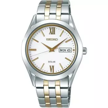 Seiko Watch Наручные часы Seiko Selection Solar Белый циферблат Сапфировое стекло Дата и день SBPX085 Мужские серебристые серебряный