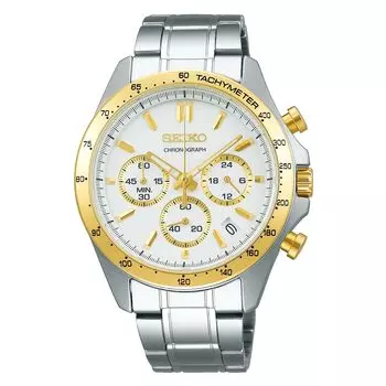 Seiko Watch SBTR024 Silver Quartz Chronograph Watch with Three Horizontal Lines Men s